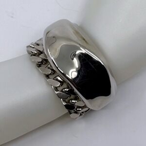 Alexander McQueen Silver Tone Statement Chain Cuff Bracelet‎